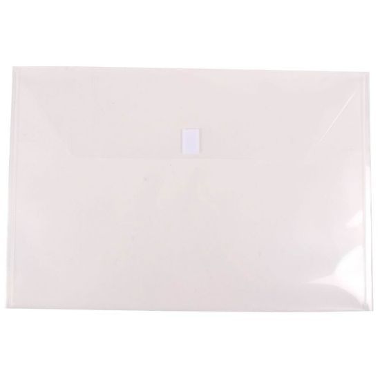 Picture of JAM Paper Plastic Booklet Envelopes, 12in x 18in, Hook & Loop Closure, Clear, Pack Of 12