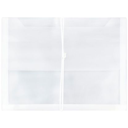 Picture of JAM Paper Plastic Booklet Expansion Envelopes, Letter-Size, 9 3/4in x 13in, Snap Closure, Clear