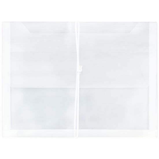 Picture of JAM Paper Plastic Booklet Expansion Envelopes, Letter-Size, 9 3/4in x 13in, Snap Closure, Clear