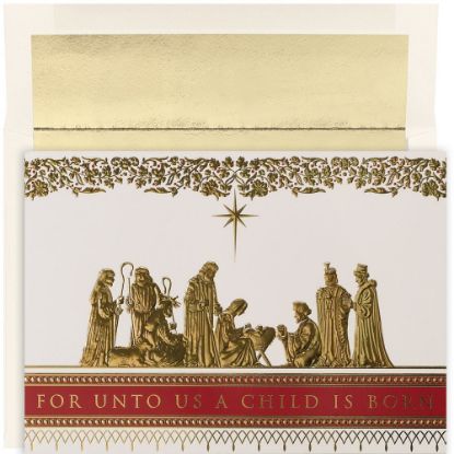 Picture of JAM Paper Christmas Card Set, Manger Scene, Set Of 16 Cards and 16 Envelopes