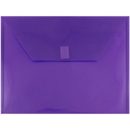 Picture of JAM Paper Plastic Booklet Envelopes, Letter-Size, 9 3/4in x 13in, Hook & Loop Closure, Dark Purple, Pack Of 12