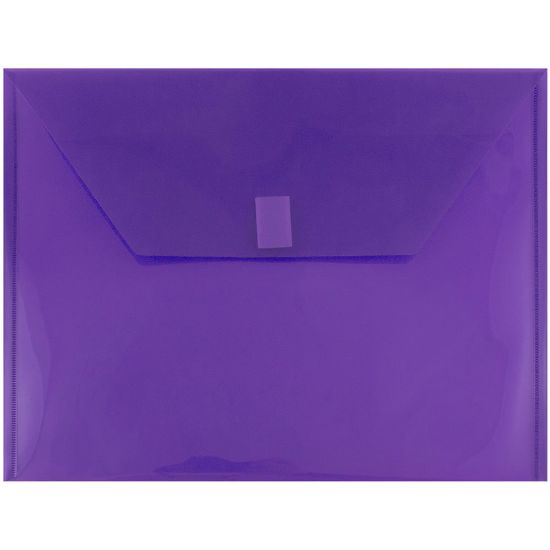 Picture of JAM Paper Plastic Booklet Envelopes, Letter-Size, 9 3/4in x 13in, Hook & Loop Closure, Dark Purple, Pack Of 12