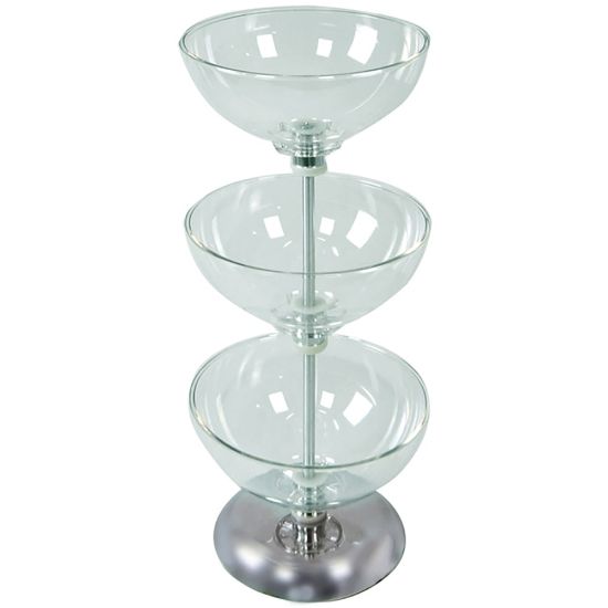 Picture of Azar Displays 3-Tier Bowl Display, 25-1/2inH x 10inW x 10inD, Clear