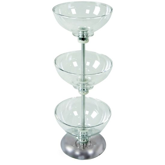 Picture of Azar Displays 3-Tier Bowl Display, 24-1/2inH x 8inW x 8inD, Clear