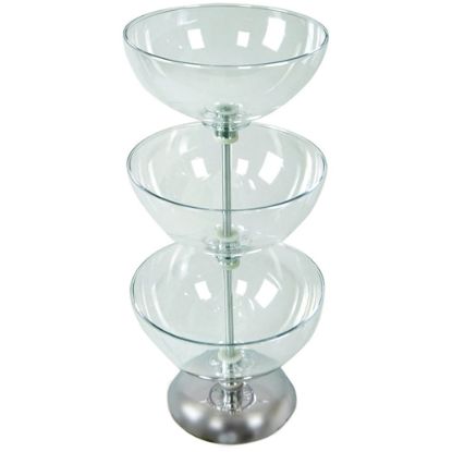 Picture of Azar Displays 3-Tier Bowl Display, 26-1/2inH x 12inW x 12inD, Clear