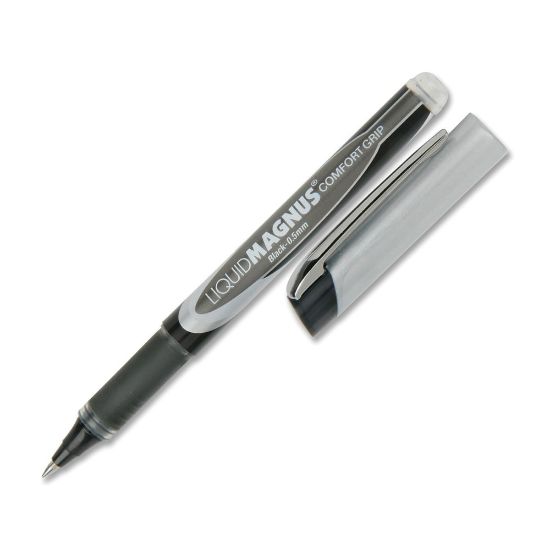 Picture of SKILCRAFT Liquid Magnus Comfort Grip Rollerball Pens, Micro Point, 0.5 mm, Black Barrel, Black Ink, Pack Of 4 (AbilityOne 7520-01-587-7801)