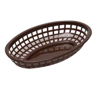 Picture of Tablecraft Oval Plastic Serving Baskets, 1-7/8inH x 6inW x 9-3/8inD, Brown, Pack Of 12 Baskets