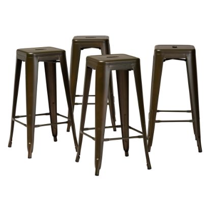 Picture of Baxton Studio Horton 4-Piece Stackable Bar Stool Set, Gunmetal