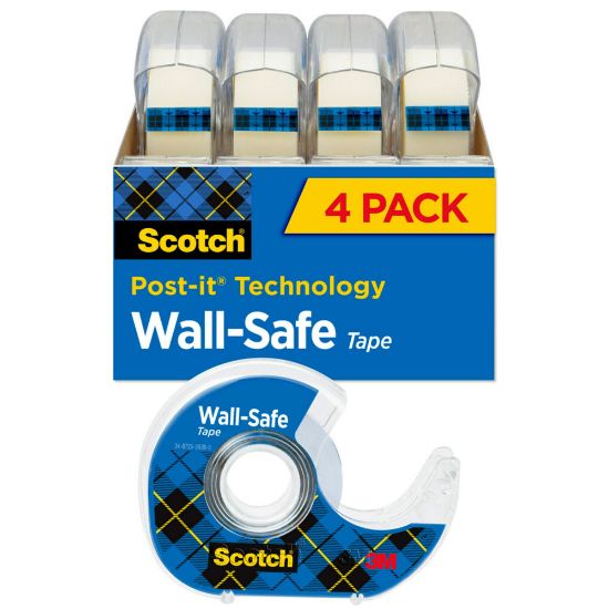 Picture of Scotch Wall-Safe Tape, 3/4in x 648in, Clear, Pack Of 4 Rolls