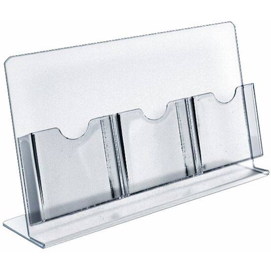 Picture of Azar Displays 3-Pocket Acrylic Slant-Back Brochure Holders, 8-1/2inH x 13-1/2inW x 5inD, Clear, Pack Of 2 Holders