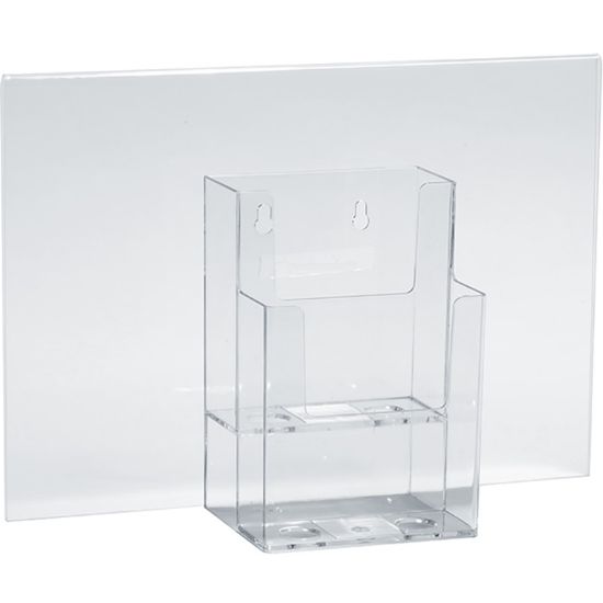 Picture of Azar Displays 2-Tier Trifold Sign Holders, 9-1/8inH x 13inW x 4inD, Clear, Set Of 2 Holders