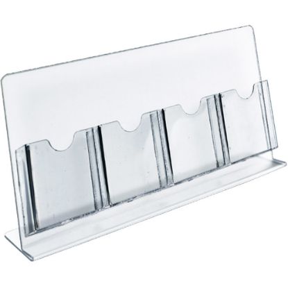 Picture of Azar Displays 4-Pocket Acrylic Slant-Back Brochure Holders, 8-1/2inH x 17-1/2inW x 5inD, Clear, Pack Of 2 Holders