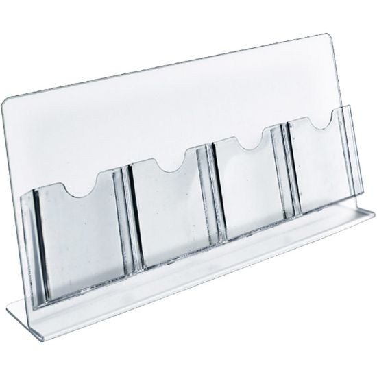 Picture of Azar Displays 4-Pocket Acrylic Slant-Back Brochure Holders, 8-1/2inH x 17-1/2inW x 5inD, Clear, Pack Of 2 Holders