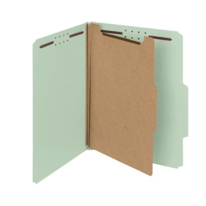 Picture of Smead Pressboard Classification Folders, 1 Divider, Letter Size, 100% Recycled, Gray/Green, Box Of 10