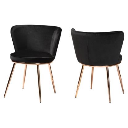 Picture of Baxton Studio Farah Dining Chairs, Black/Rose Gold, Set Of 2 Chairs