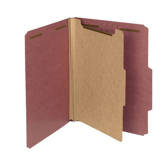 Picture of Smead Pressboard Classification Folders, 1 Divider, Letter Size, 100% Recycled, Red, Box Of 10