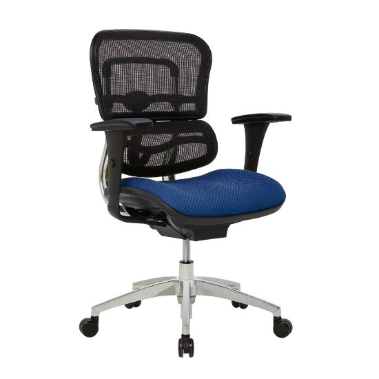 Picture of WorkPro 12000 Series Ergonomic Mesh/Premium Fabric Mid-Back Chair, Black/Royal, BIFMA Compliant