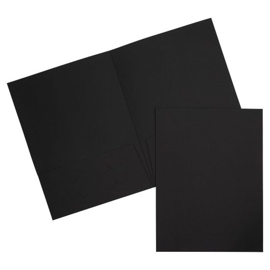 Picture of JAM Paper 2-Pocket Linen Presentation Folders, 9in x 12in, Black, Pack Of 6