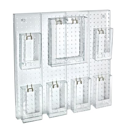 Picture of Azar Displays 7-Pocket Acrylic Multi-Tier Pegboard Wall Brochure Holder, 24inH x 24inW x 7/8inD, Clear