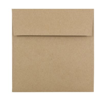 Picture of JAM Paper Square Invitation Envelopes, 5 1/2in x 5 1/2in, Gummed Seal, 100% Recycled, Brown Kraft Paper Bag, Pack Of 25