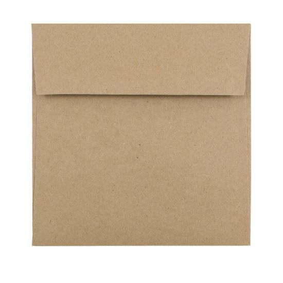 Picture of JAM Paper Square Invitation Envelopes, 5 1/2in x 5 1/2in, Gummed Seal, 100% Recycled, Brown Kraft Paper Bag, Pack Of 25