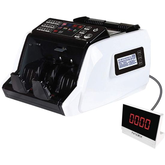 Picture of Nadex Coins V5400 Mixed Denomination Money Counter and Counterfeit Detector - Counts 1000 bills/min - White