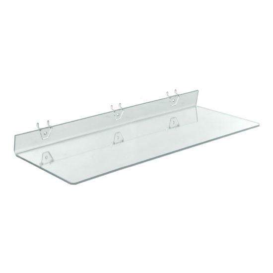 Picture of Azar Displays Acrylic Shelves For Pegboard And Slatwall Systems, 24in x 8in, Clear, Pack Of 4 Shelves