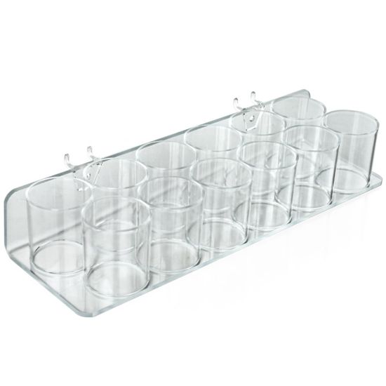 Picture of Azar Displays Acrylic 12-Cup Holders For Pegboards, 2-3/4inH x 14-1/2inW x 5inD, Clear, Pack Of 2 Holders