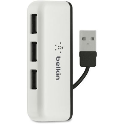 Picture of Belkin 4-Port Travel Hub - USB - Notebook, Keyboard, Mouse, Flash Drive - External - 4 USB Port(s) - 4 USB 2.0 Port(s) - Mac