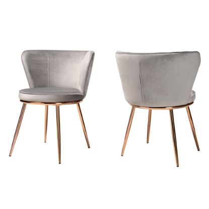 Picture of Baxton Studio Farah Dining Chairs, Gray/Rose Gold, Set Of 2 Chairs