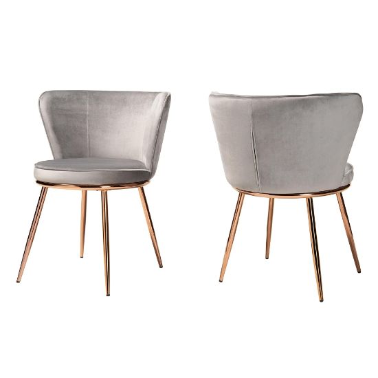 Picture of Baxton Studio Farah Dining Chairs, Gray/Rose Gold, Set Of 2 Chairs