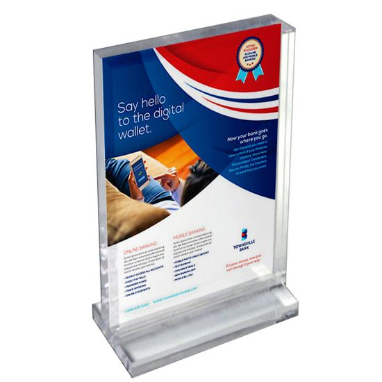 Picture of Azar Displays Imperial Acrylic Block Sign Holder, 11inH x 8-1/2inW, 1-3/4inD, Clear