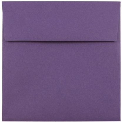 Picture of JAM Paper Color Square Invitation Envelopes, 5 1/2in x 5 1/2in, Gummed Seal, Dark Purple, Pack Of 25