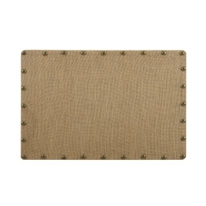 Picture of Linon Burke Burlap Nailhead Home Office Corkboard, 24in x 36in, Brown/Antique Bronze