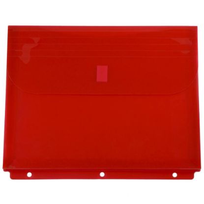 Picture of JAM Paper Plastic 3-Hole Punch Binder Envelopes, Letter Size, 9 3/4in x 13in, Hook & Loop Closure, Red, Pack Of 12