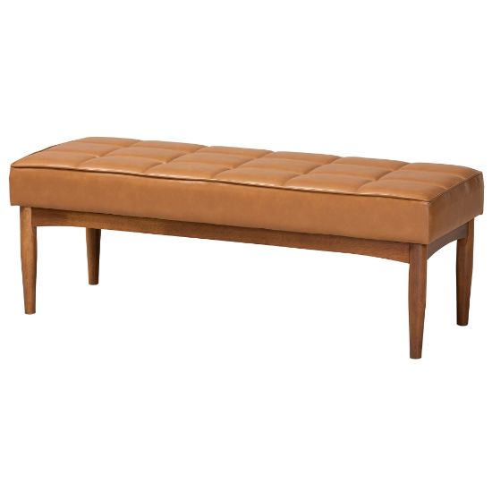 Picture of Baxton Studio Sanford Dining Bench, Tan/Walnut Brown