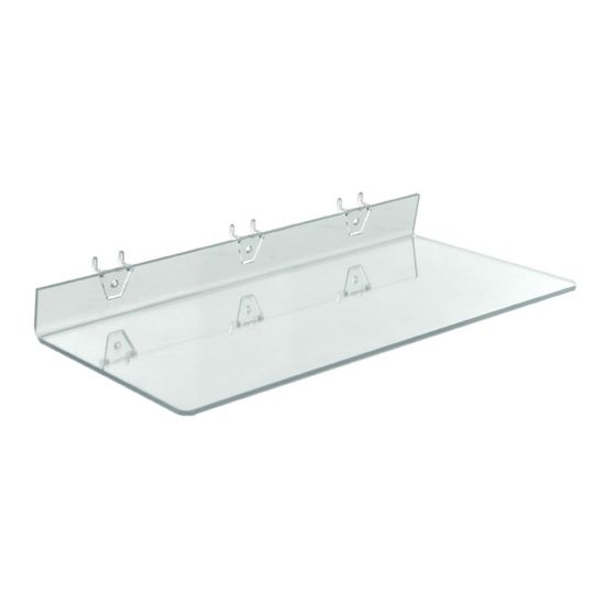 Picture of Azar Displays Acrylic Shelves For Pegboards/Slatwalls, 20in x 8in, Clear, Pack Of 4 Shelves