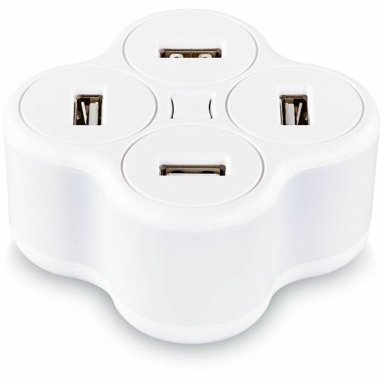 Picture of CyberPower TR14A42U USB Charger with 4 Type A Ports - 4 USB Port(s) - 4.2 Amps (Shared), 5 ft, NEMA 1-15P, 100 VAC - 240 VAC, White, 1YR Warranty