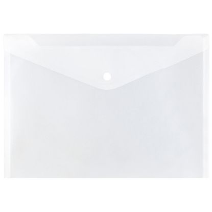 Picture of JAM Paper Booklet Plastic Envelopes, Letter Size, 9 3/4in x 13in, Button-Snap Closure,Clear, Pack Of 12