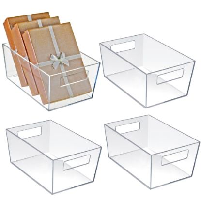 Picture of Azar Displays Tote Bins With Handles, Small, Clear, Pack Of 4 Bins