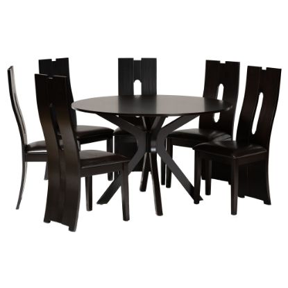 Picture of Baxton Studio Kenyon Dining Set, 29-15/16inH x 47-1/4inW x 47-1/4inD, Dark Brown/Espresso Brown