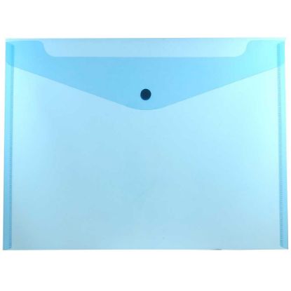 Picture of JAM Paper Booklet Plastic Envelopes, Letter-Size, 9 3/4in x 13in, Blue, Pack Of 12