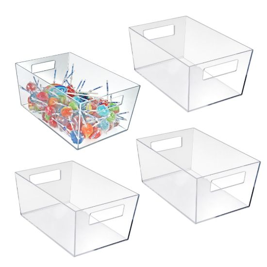 Picture of Azar Displays Tote Bins With Handles, X-Large, Clear, Pack Of 4 Bins