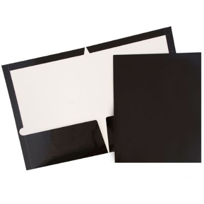 Picture of JAM Paper Glossy 2-Pocket Presentation Folders, Black, Pack of 6