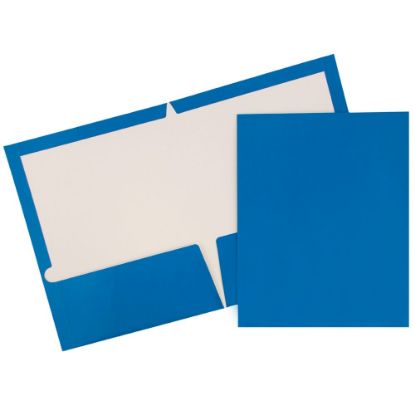 Picture of JAM Paper Glossy 2-Pocket Presentation Folders, Blue, Pack of 6