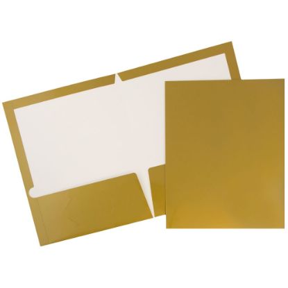 Picture of JAM Paper Glossy 2-Pocket Presentation Folders, Gold, Pack of 6