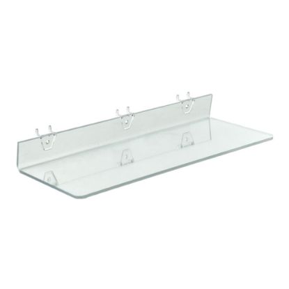 Picture of Azar Displays Acrylic Shelves For Pegboards/Slatwalls, 20in x 6in, Clear, Pack Of 4 Shelves