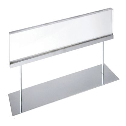 Picture of Azar Displays Elite Series Acrylic Horizontal Block Countertop Sign Holder, 6inH x 22inW, Chrome