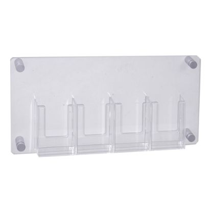 Picture of Azar Displays 4-Pocket Trifold Wall-Mount Brochure Holder, 11inH x 23inW x 1-3/8inD, Clear