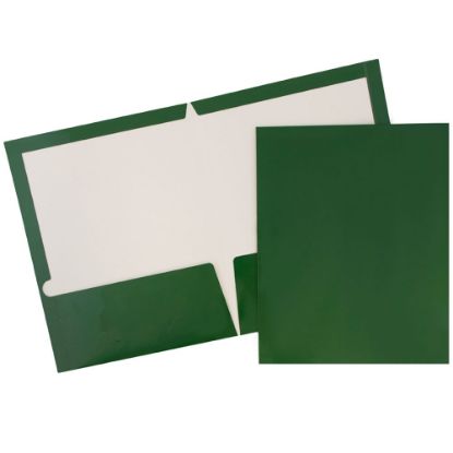 Picture of JAM Paper Glossy 2-Pocket Presentation Folders, Green, Pack of 6